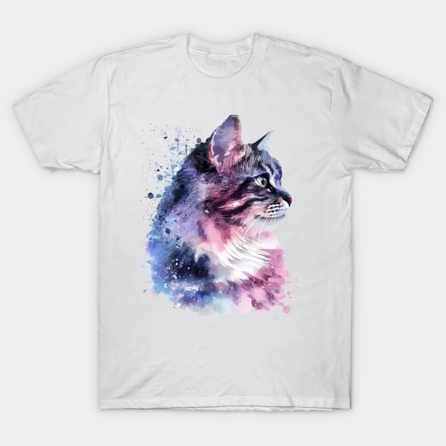Siberian Cat Water Color Pop Art Design for Cat Lover T-Shirt by karishmamakeia